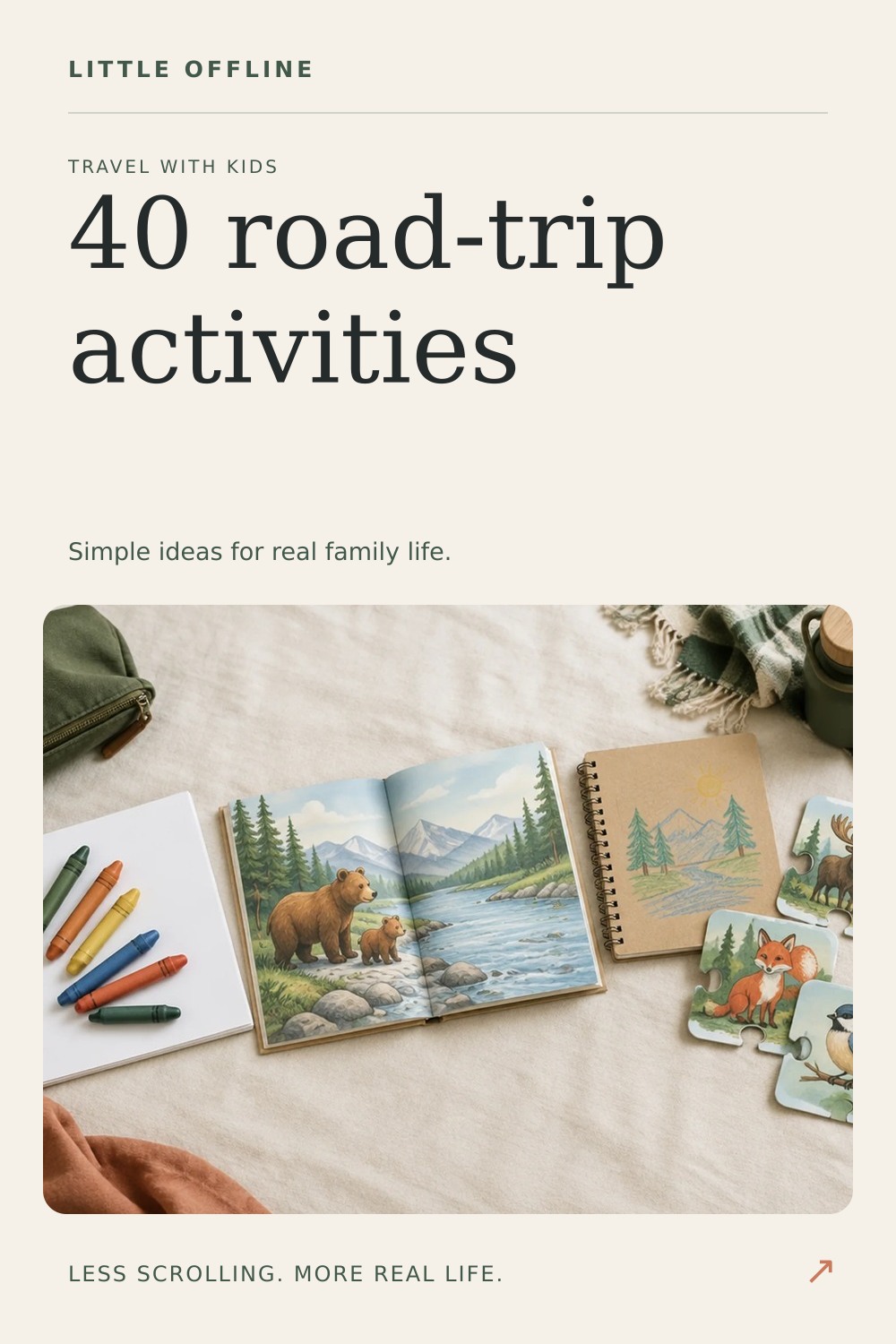 Pinterest graphic: 40 Road Trip Activities for Kids by Age