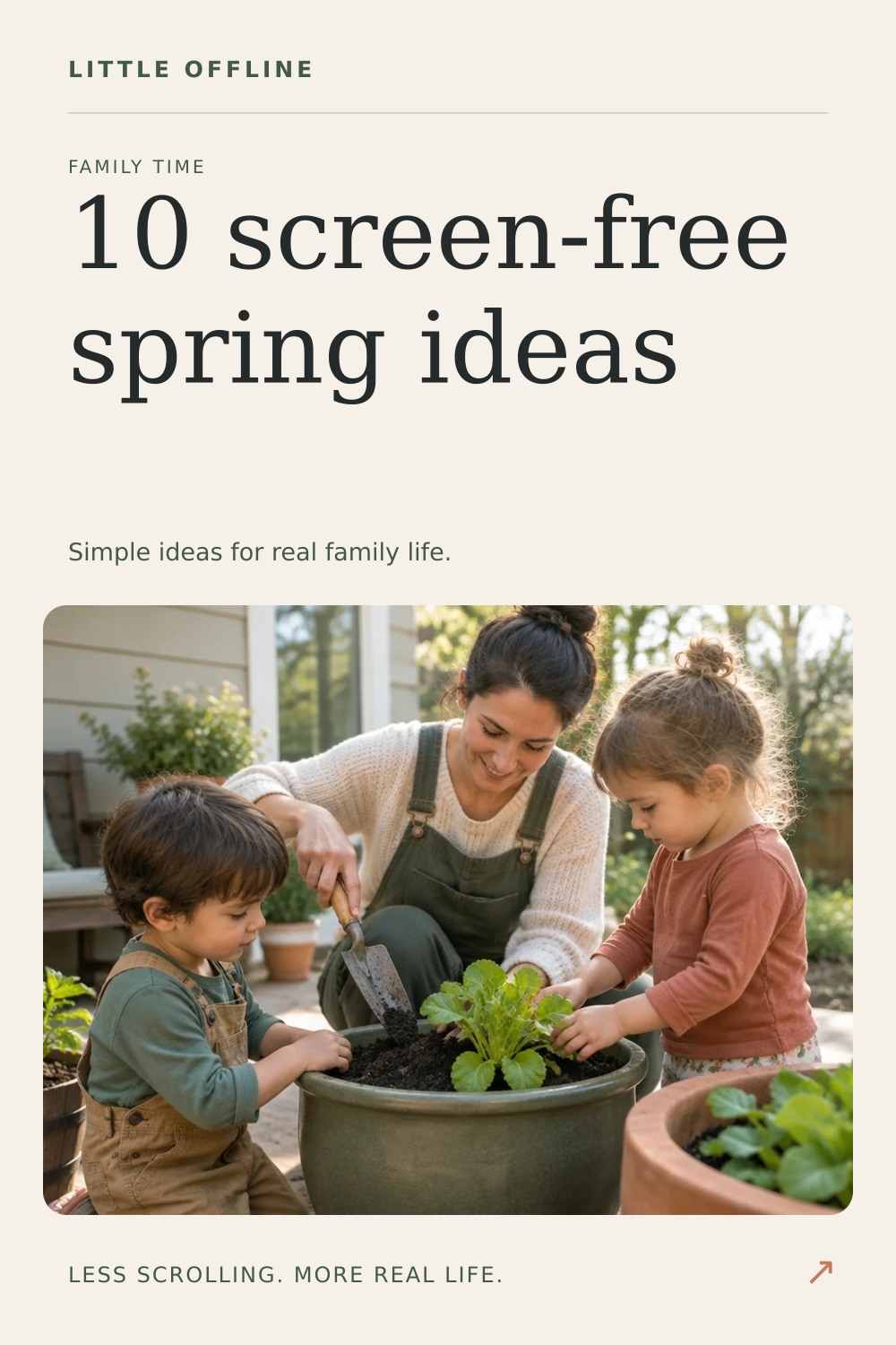 Pinterest graphic: Screen-Free Spring Activities